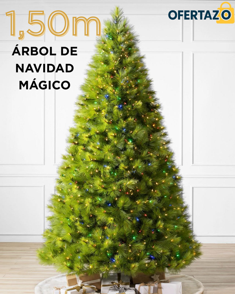 Árbol de Navidad MAGICA 1,50m con mando a distancia y micro LEDs de colores integrados + REGALO.